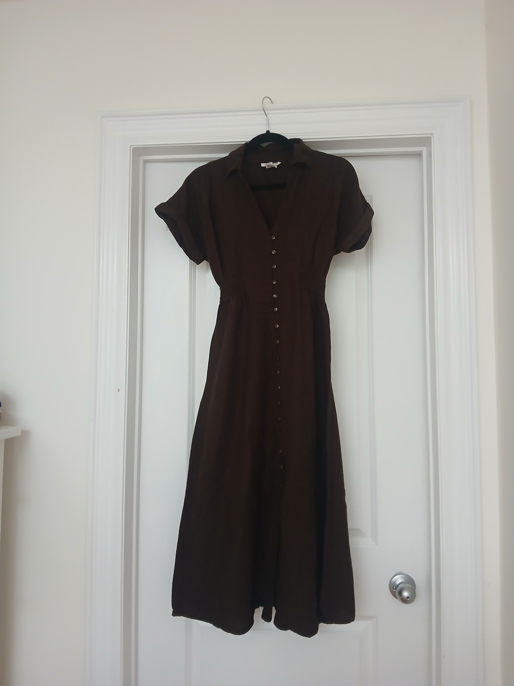 Midi Brown Button-Front Women’s Dress